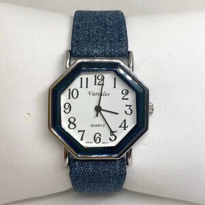 Varsales women’s watch silver blue tone 32mm quartz analog blue band running